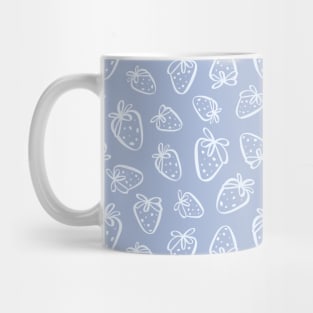 Cute Strawberry Print Strawberries Outline Pattern Blue Mug